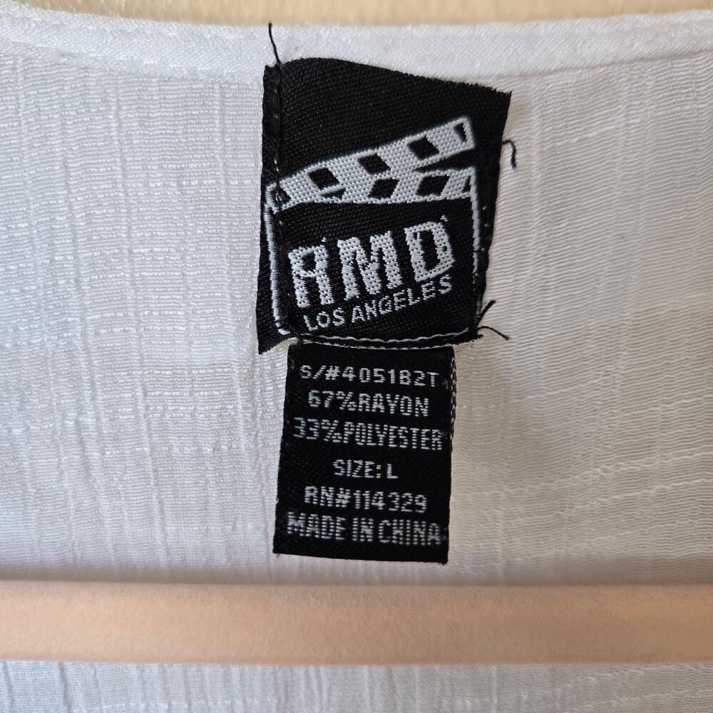 White ruffled lace top RMD Los Angeles Size Large - Picture 3 of 3